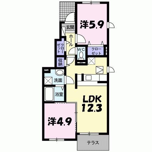 サンリットI(2LDK/1階)の間取り写真