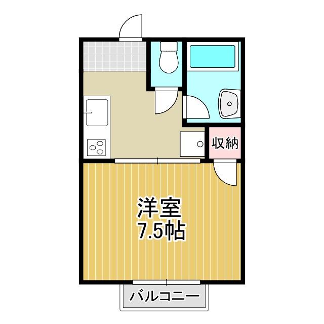 シェーネハイムⅠ(1K/2階)の間取り写真