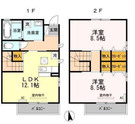 サクラテラス(2LDK/1階)の間取り写真