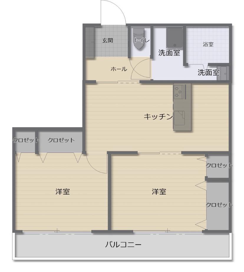 BRO ROOM東浜(2LDK/3階)の間取り写真