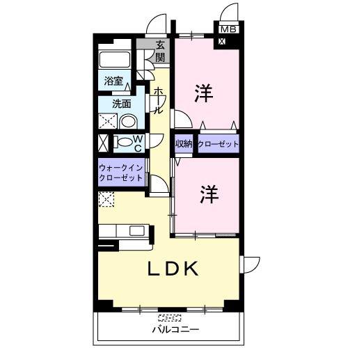 ハーモニー(2LDK/1階)の間取り写真