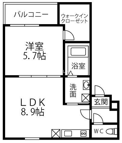 SUNMOON武庫之荘2番館(1LDK/2階)の間取り写真