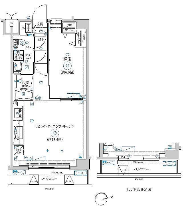 RELUXIA綾瀬(1LDK/5階)の間取り写真