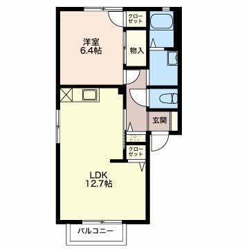 エクセル 河内A(1LDK/2階)の間取り写真