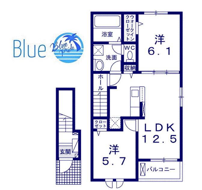グランウェルかやの木(2LDK/2階)の間取り写真