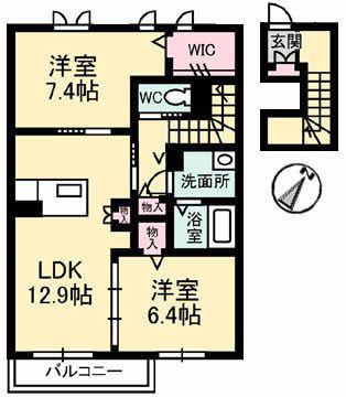 セーブル(2LDK/2階)の間取り写真