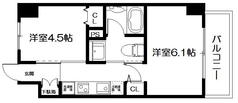 エステムプラザ京都河原町通IIレジデンシャル(2K/9階)の間取り写真