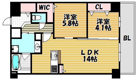 パークヒル新石切(1SLDK/5階)の間取り写真