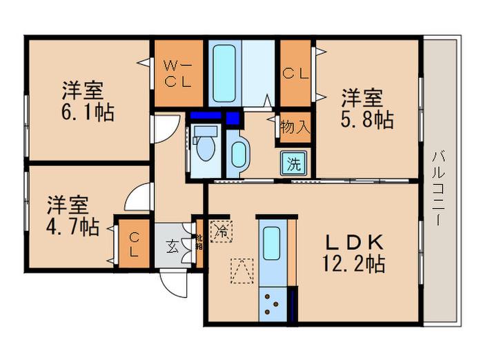 シルトクレーテ A棟(3LDK/2階)の間取り写真