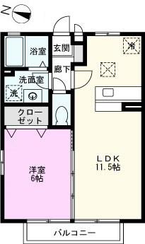 リバーウォーク B棟(1LDK/2階)の間取り写真