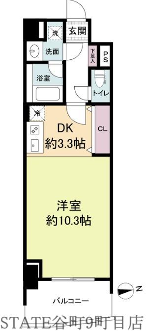 セレッソコート上本町イースト(1K/5階)の間取り写真