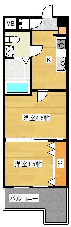 NO55WES.PROJECT博多(2K/9階)の間取り写真