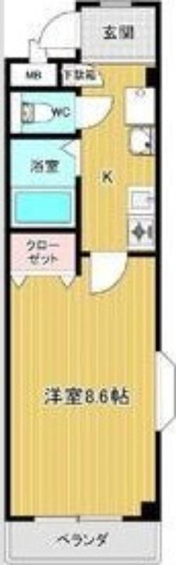 シャローム八田(1K/2階)の間取り写真