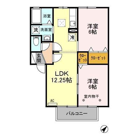 グランサリックスC棟(2LDK/1階)の間取り写真