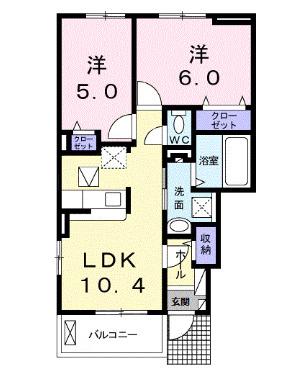 サウス グレイスI(2LDK/1階)の間取り写真