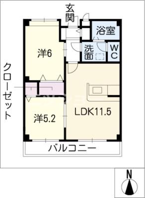サン・カントリー(2LDK/2階)の間取り写真