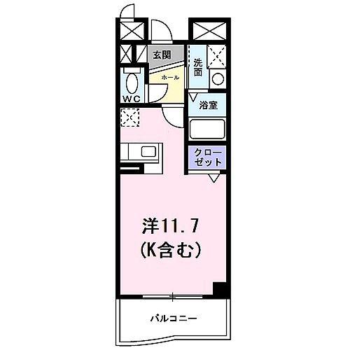 ディアコート広野(1K/1階)の間取り写真