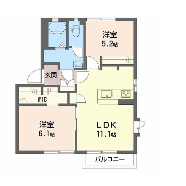 ディアスC棟(2LDK/1階)の間取り写真