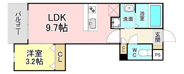ヴィアンジュ中原東(1LDK/3階)の間取り写真