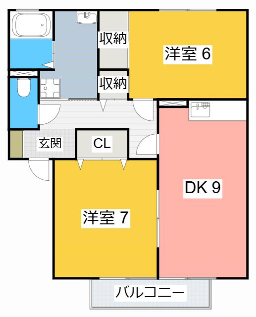 サンアレイ小池 A棟(2DK/2階)の間取り写真