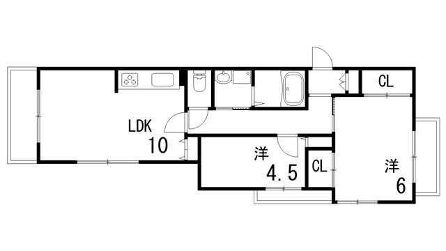 マインズ芦屋(2LDK/2階)の間取り写真