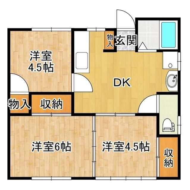 鶉野ハイツ(3DK/1階)の間取り写真