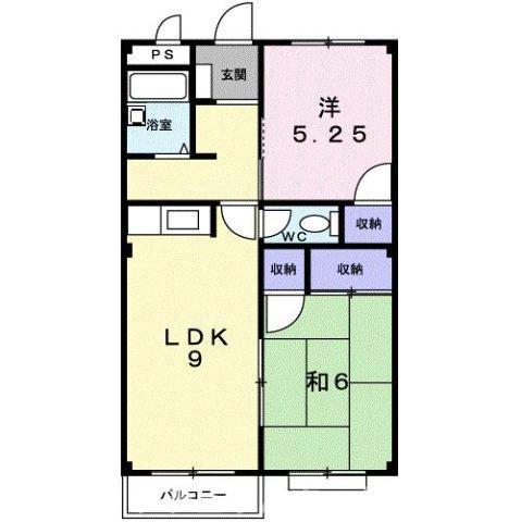 エルディム西町東(2LDK/2階)の間取り写真