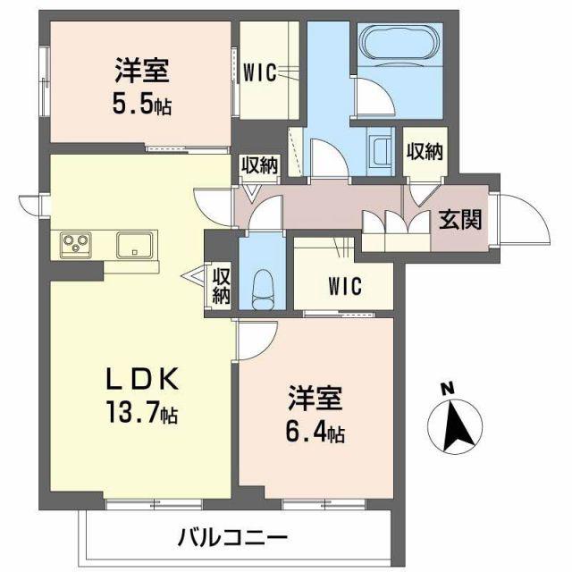 ルナファータ(2LDK/2階)の間取り写真