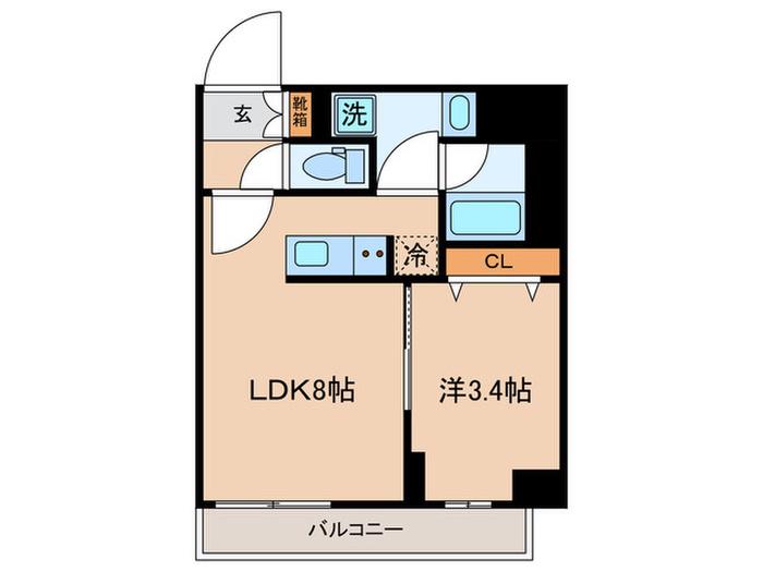 オープンブルーム伊勢佐木町(1LDK/7階)の間取り写真