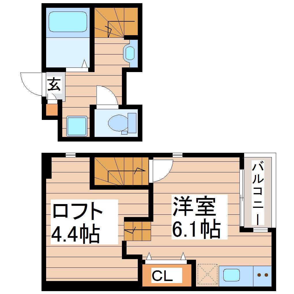 RIZEST長町(ワンルーム/1階)の間取り写真