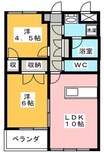 管理 リエスすみよし台(2LDK/1階)の間取り写真