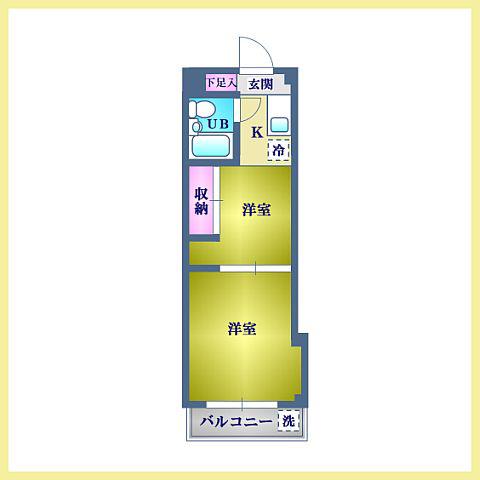 ヴィレッジ金町(2K/3階)の間取り写真