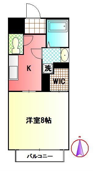 グランボヌール(1K/1階)の間取り写真