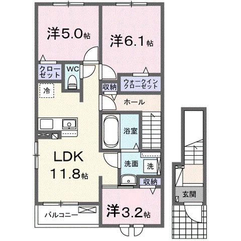 シンシア甲南I(3LDK/2階)の間取り写真