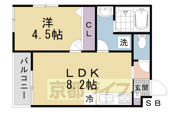  プライベートレジデンス西院(1LDK/3階)の間取り写真