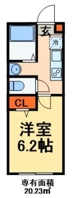 シャルロット幕張(1K/2階)の間取り写真