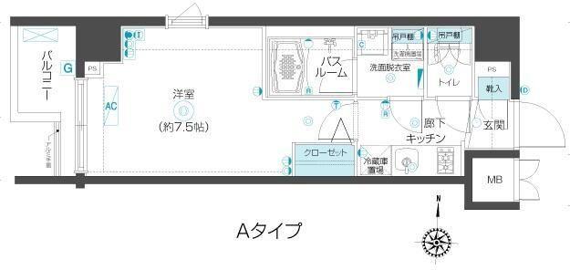 ズーム市谷本村町(1K/9階)の間取り写真