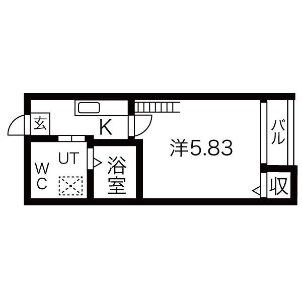 アモーレ笠取(1K/1階)の間取り写真
