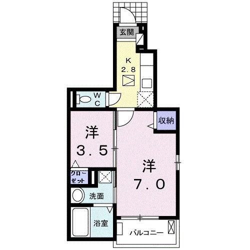 ラ・ルーチェ米原II(1K/1階)の間取り写真