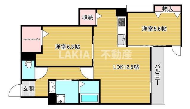 グリーンコート長居西(2LDK/2階)の間取り写真