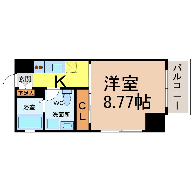 グランデ浅間町(1K/9階)の間取り写真