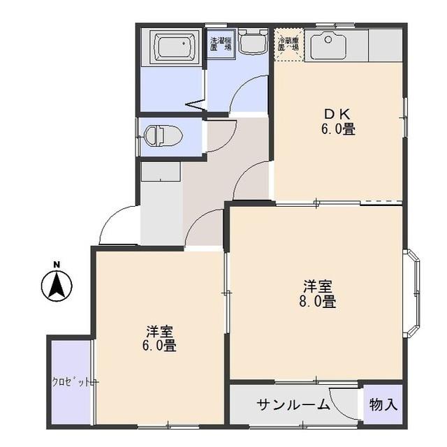 ルシエールB(2DK/1階)の間取り写真