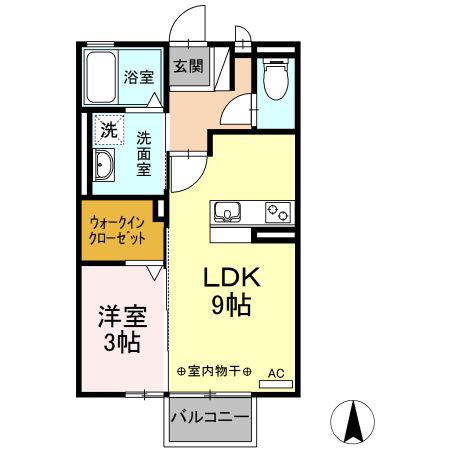 グッドラック(1LDK/2階)の間取り写真
