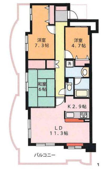 エンゼル大森グランディア 6階(3LDK/6階)の間取り写真