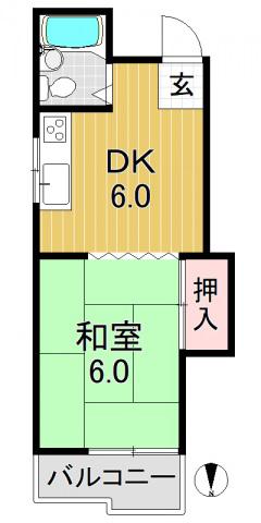 小川ハイツ(1DK/3階)の間取り写真