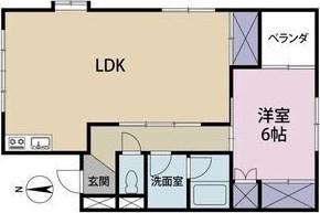 コーポ飛鳥B(1LDK/1階)の間取り写真