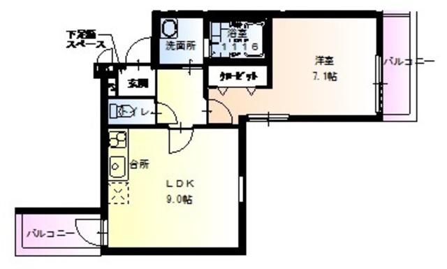 フジパレス豊里II番館(1LDK/1階)の間取り写真