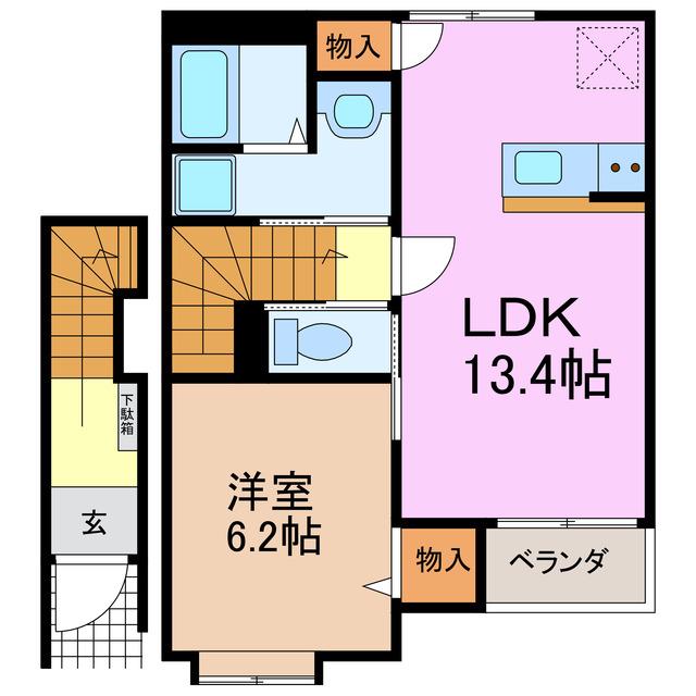 ベルソフィア(1LDK/2階)の間取り写真