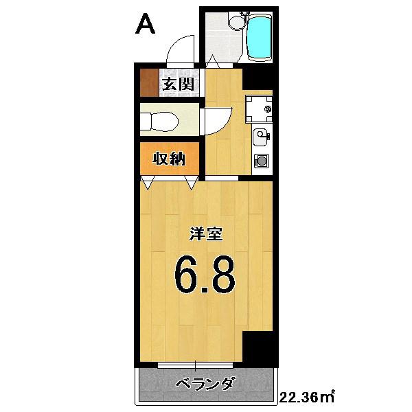 リシェス二条(1K/6階)の間取り写真