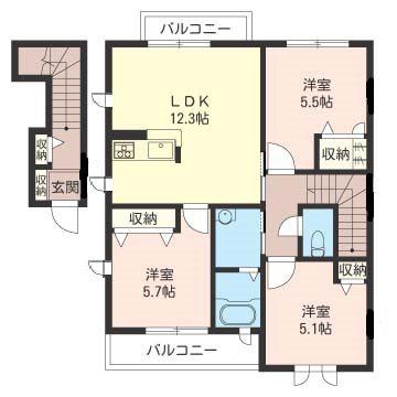 エトワール湘南(3LDK/2階)の間取り写真